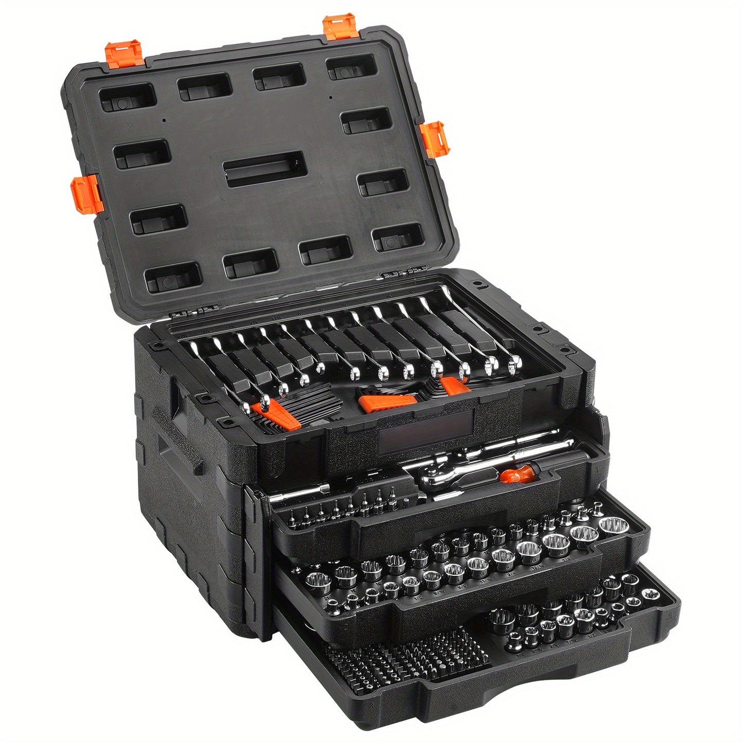 450 Pieces Mechanics Tool Set 1/4 Inch 3/8 Inch 1/2 Inch Drive SAE and Metric Kit Happybuy Socket Set with Deep and Standard Sockets Bits Hex Wrenches Combo Wrench Accessories Storage Case - Jimmys Supplies