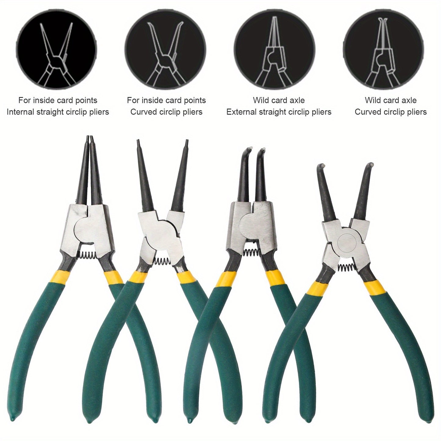 4 Pieces Snap Ring Pliers Set Heavy Duty Circlip Pliers Kit 7 Inch Snap Ring Removal Tool Retaining Straight Bent Lock Ring Pliers Set with Storage Case - Jimmys Supplies