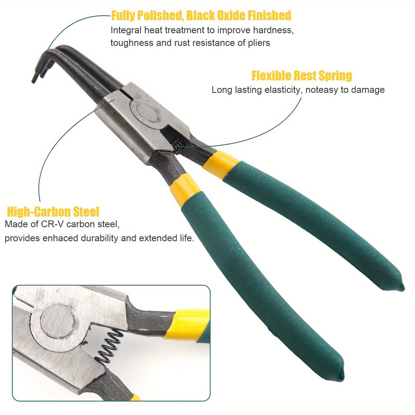 4 Pieces Snap Ring Pliers Set Heavy Duty Circlip Pliers Kit 7 Inch Snap Ring Removal Tool Retaining Straight Bent Lock Ring Pliers Set with Storage Case - Jimmys Supplies