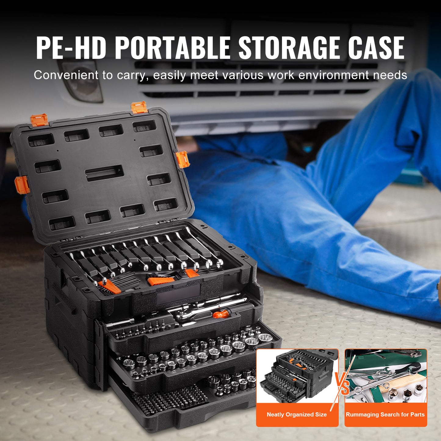 450 Pieces Mechanics Tool Set 1/4 Inch 3/8 Inch 1/2 Inch Drive SAE and Metric Kit Happybuy Socket Set with Deep and Standard Sockets Bits Hex Wrenches Combo Wrench Accessories Storage Case - Jimmys Supplies