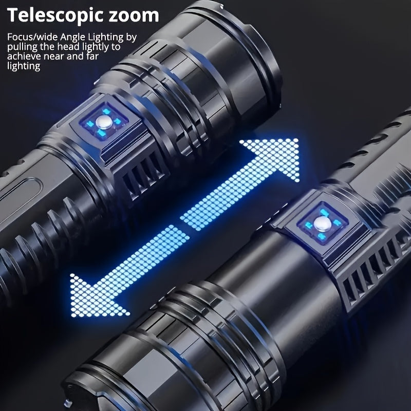 1 Piece Outdoor Super Bright LED Flashlight Rechargeable Home Strong Handheld Flashlight With COB Tail Light Multiple Lighting Modes Suitable For Camping Maintenance Fishing Emergency Situations Outdoor Activity Lighting - Jimmys Supplies