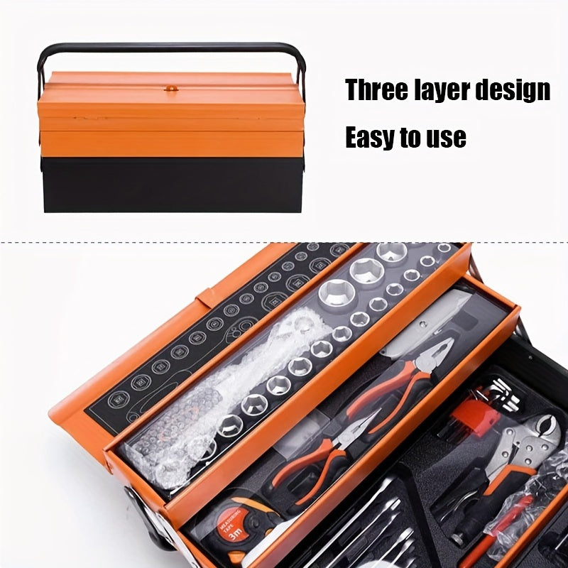 85 Piece Multifunctional Hand Tool Set Portable Automotive Repair Kit Metal Toolbox Socket Wrench Set - Jimmys Supplies