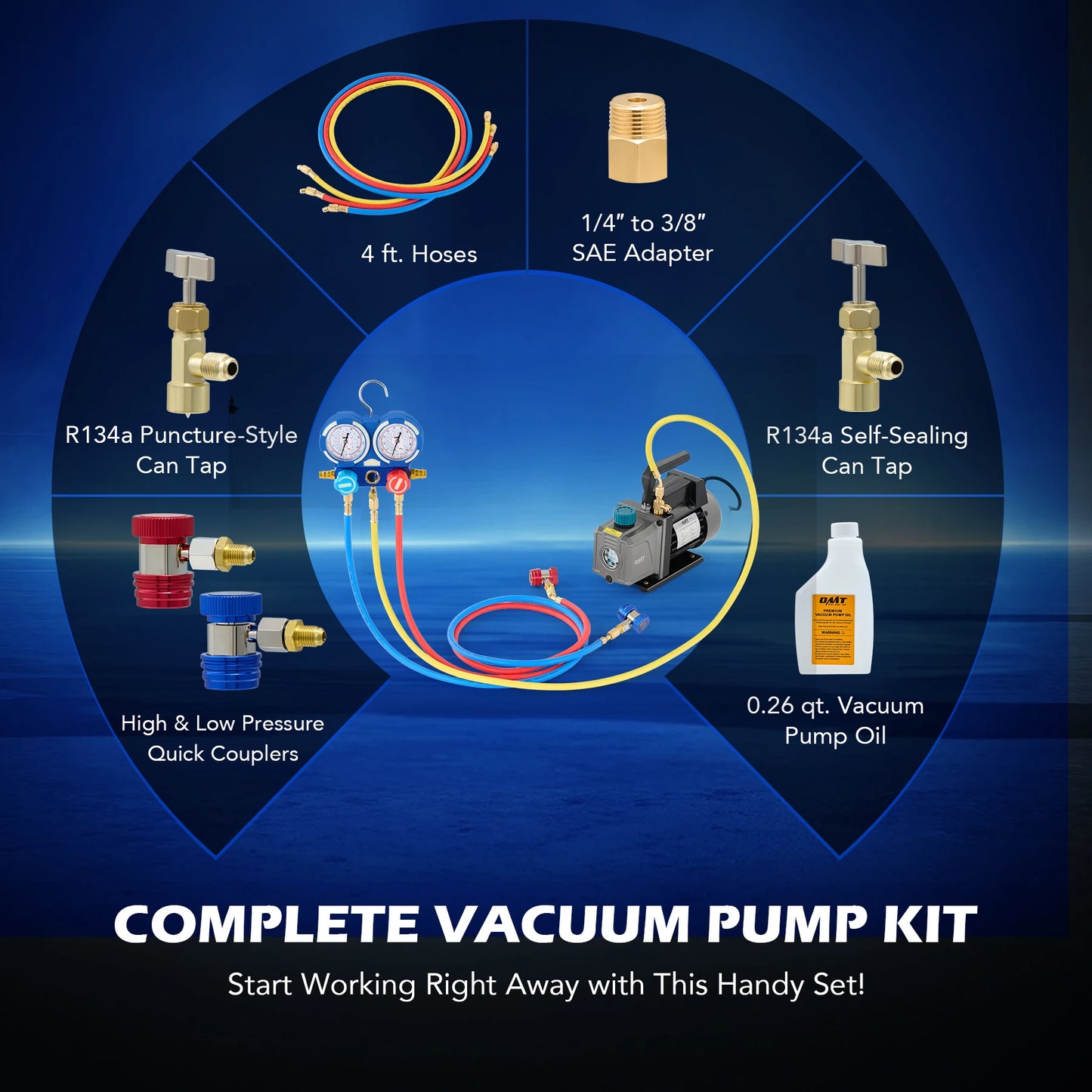 OMT Combo 3.5cfm 1/4hp Air HVAC Vacuum Pump Kit - Jimmys Supplies