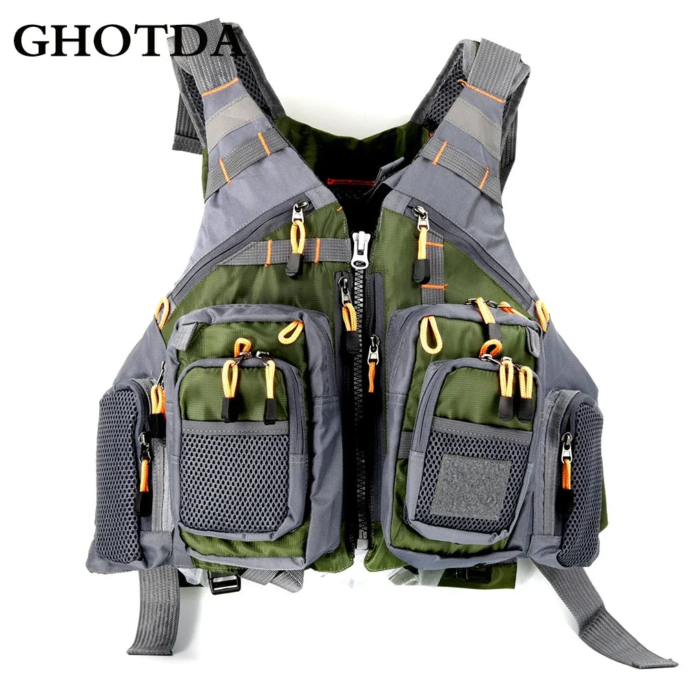 GHOTDA Fly Fishing Vest Polyester Outdoor Swimming Life Backpack for Carp Pesca - Jimmys Supplies