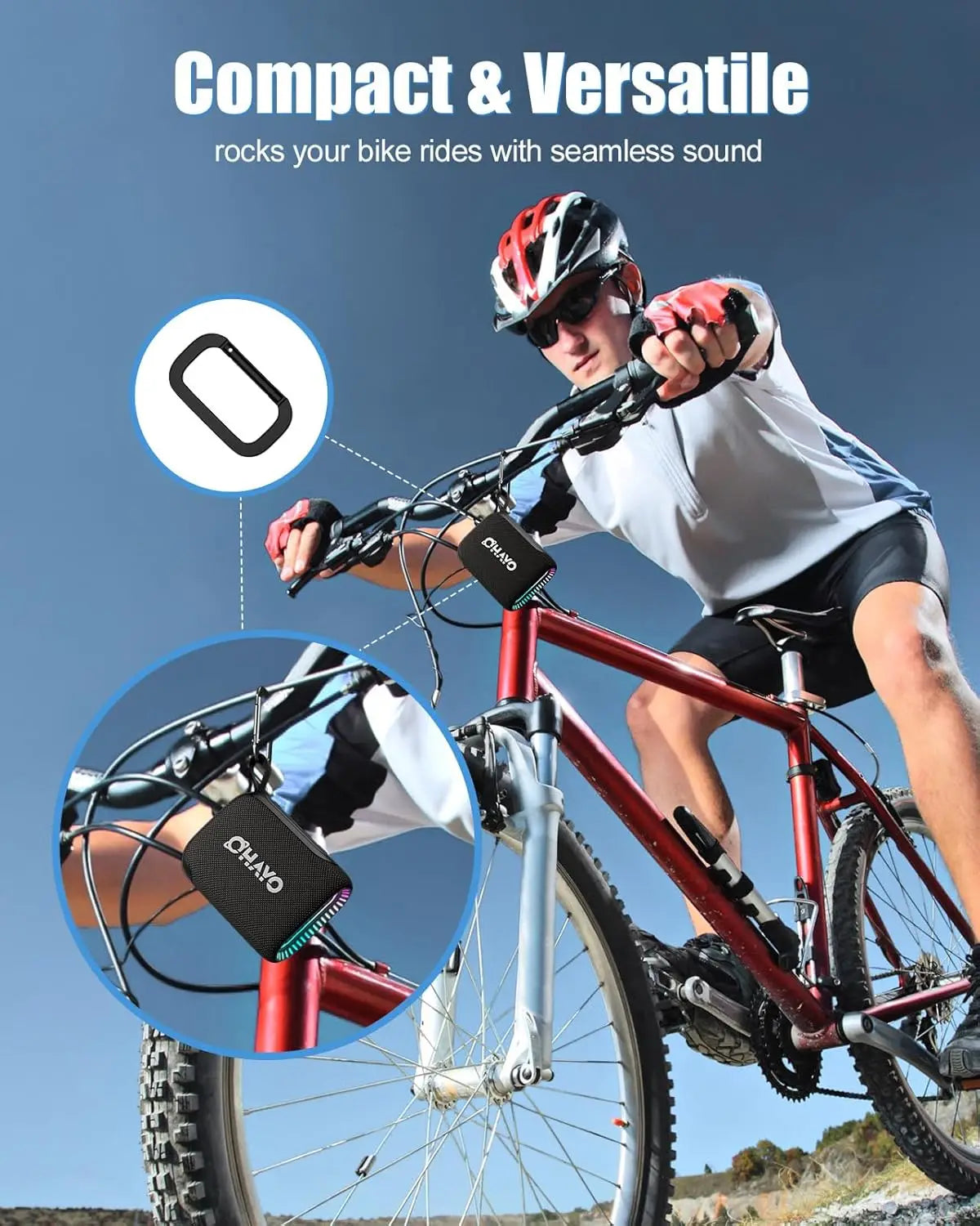 OHAYO Bluetooth Speaker Small Music Box Bluetooth 5.3 with RGB Light, Outdoor Portable Speaker with 24H Battery, IPX7 Waterproof
