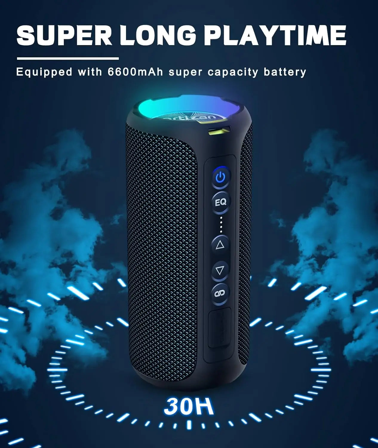 Ortizan Bluetooth Speakers 40W Enhanced Bass Portable Outdoor Wireless Speaker 30Hrs IP7 Waterproof Shower Speaker Bluetooth 5.3 - Jimmys Supplies