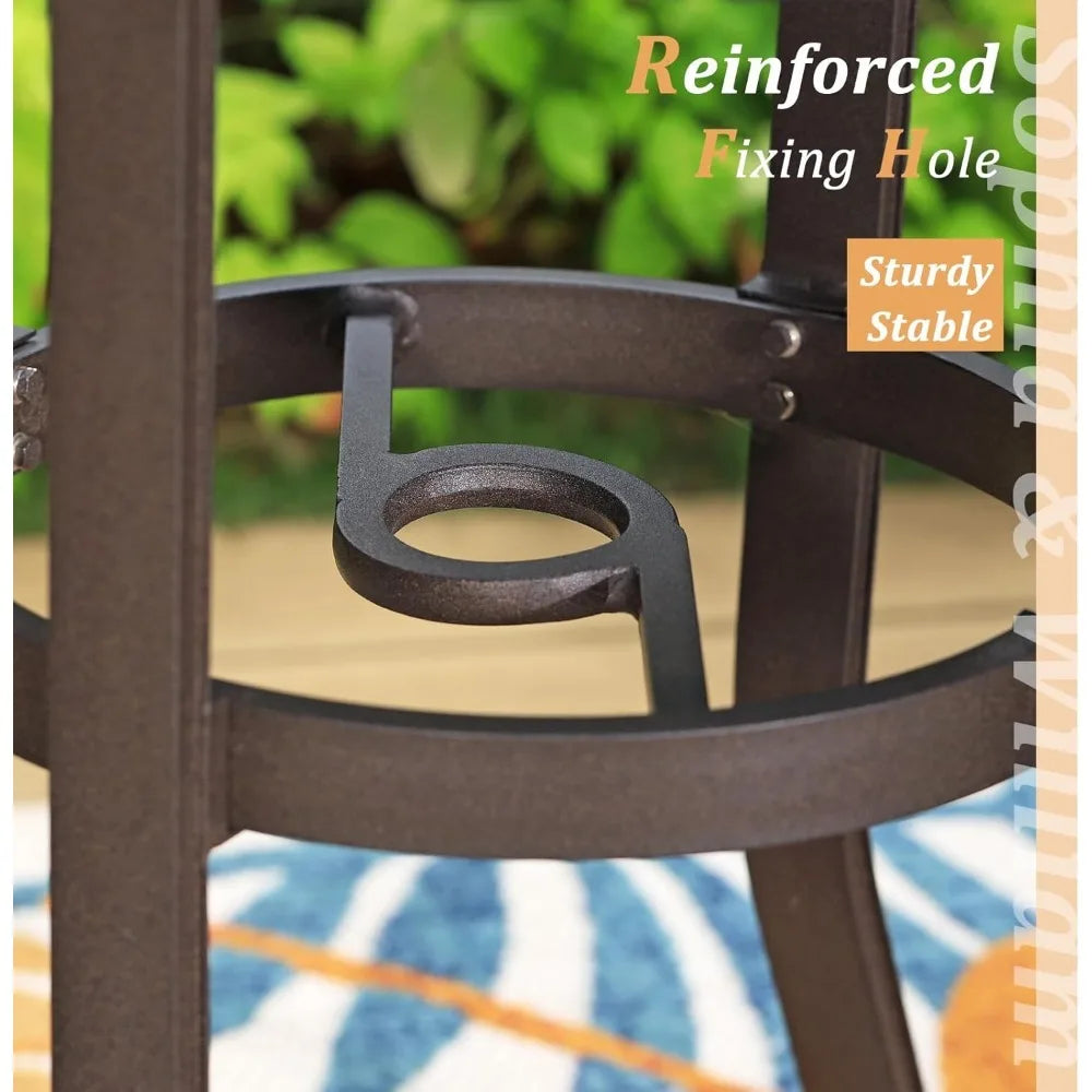 Cast Aluminium Patio Bar Height Table with 1.97" Umbrella Hole, Premium Bronze Outdoor Tall Pub Height Bistro Table for Porch - Jimmys Supplies