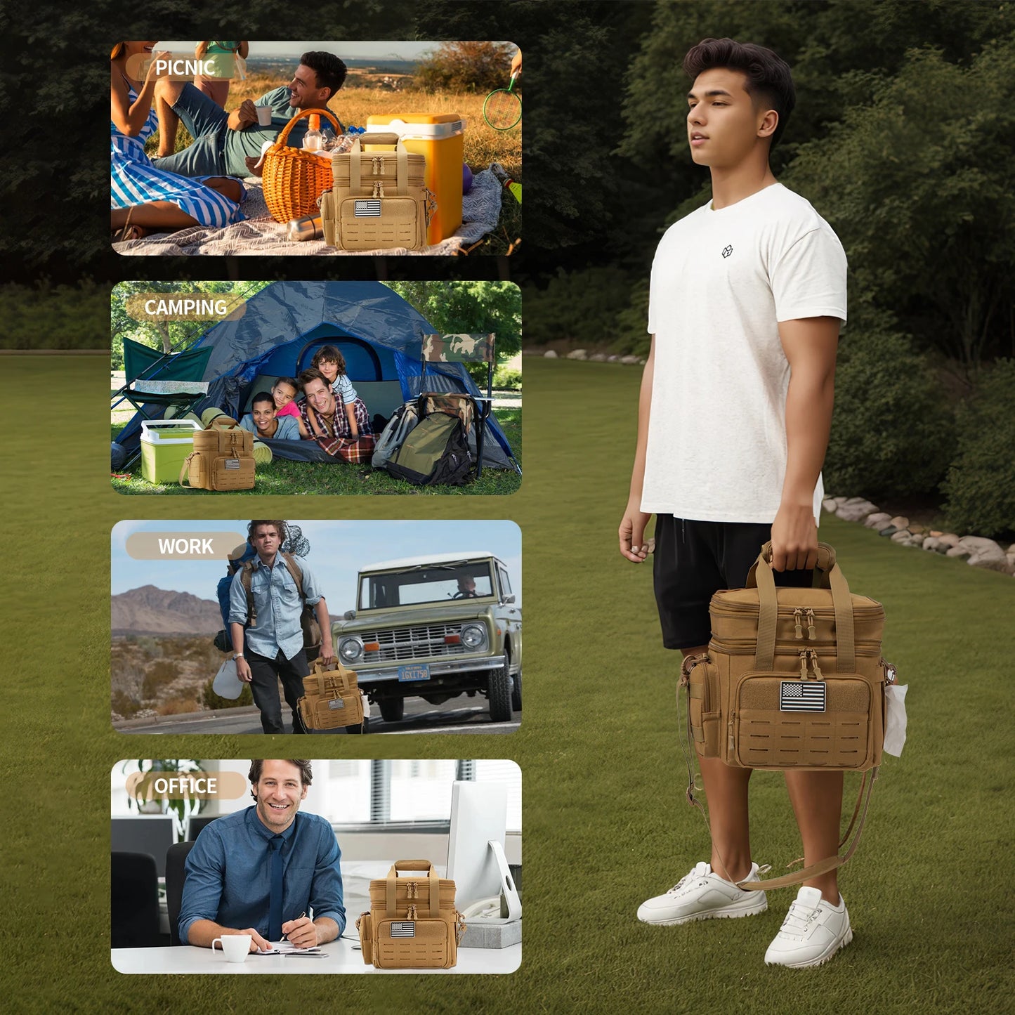 Large Capacity Men's Tactical Lunch Box Lunch Bag Insulated Cooler Bag, Leak-proof Insulated Durable Warm Lunch Box for Office, - Jimmys Supplies