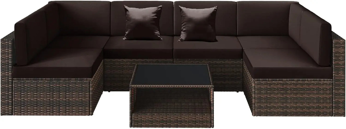 100% Waterproof Cushions Covers for Patio Outdoor Furniture, Sofa Cushion Covers with Zipper for 6-Seat Rattan Wicker Sectional - Jimmys Supplies