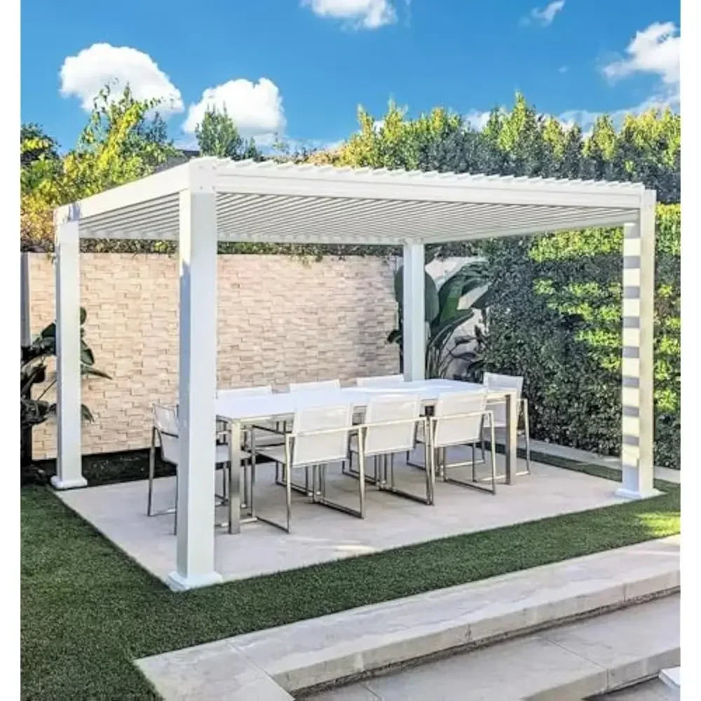 Outdoor Louvered Pergola with Adjustable Steel Roof - Jimmys Supplies