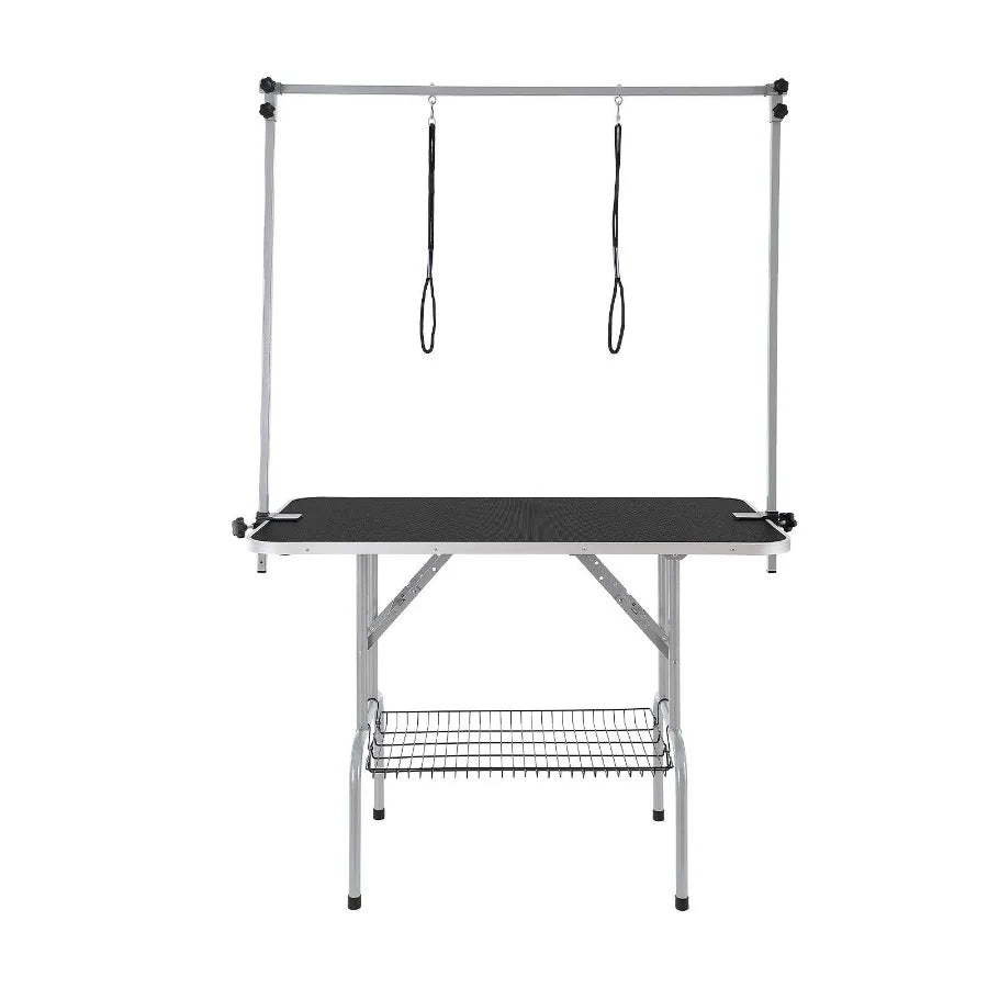 Pet Grooming Table Two Arms with Clamp 46'' Dog Grooming Station Foldable Pets Grooming Stand for Medium and Small Dogs Free N