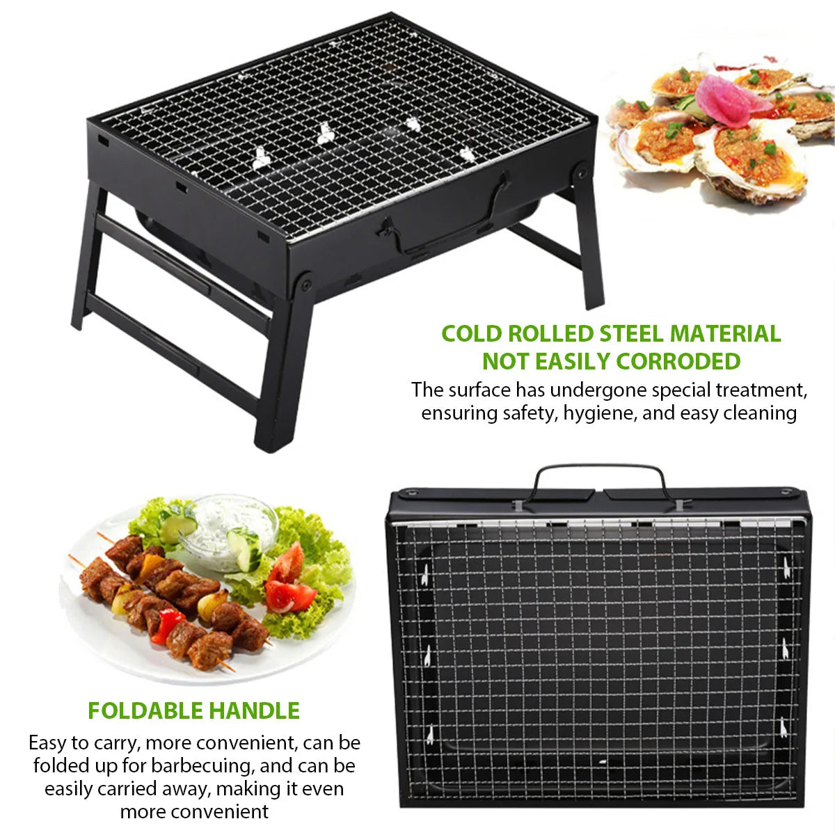 Portable BBQ Charcoal Grill Stainless Steel Small Mini BBQ Tool Kit Outdoor Cooking Camping Picnic Beach Portable BBQ - Jimmys Supplies