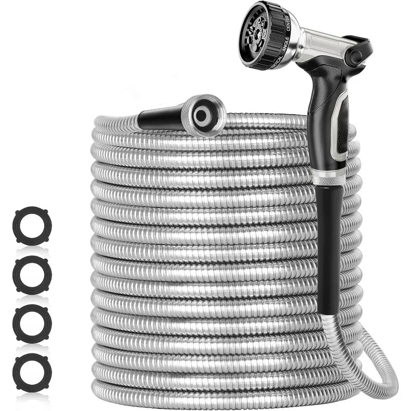 Heavy Duty Water Pipe with Nozzles for Yard, Outdoor - Flexible, Never Kink & Tangle