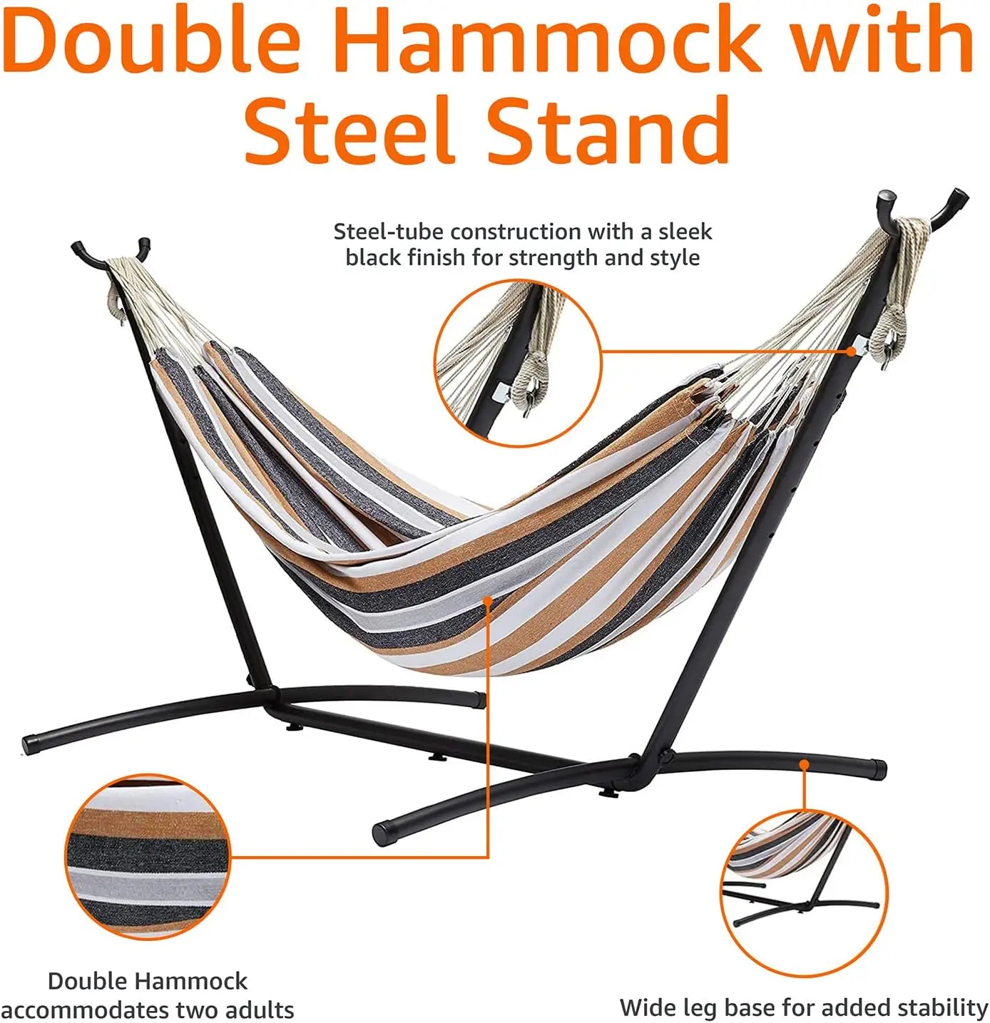 Hot Selling New Design Heavy Duty Hammock with Space Saving Steel Stand and Carrying Case with Multi Color