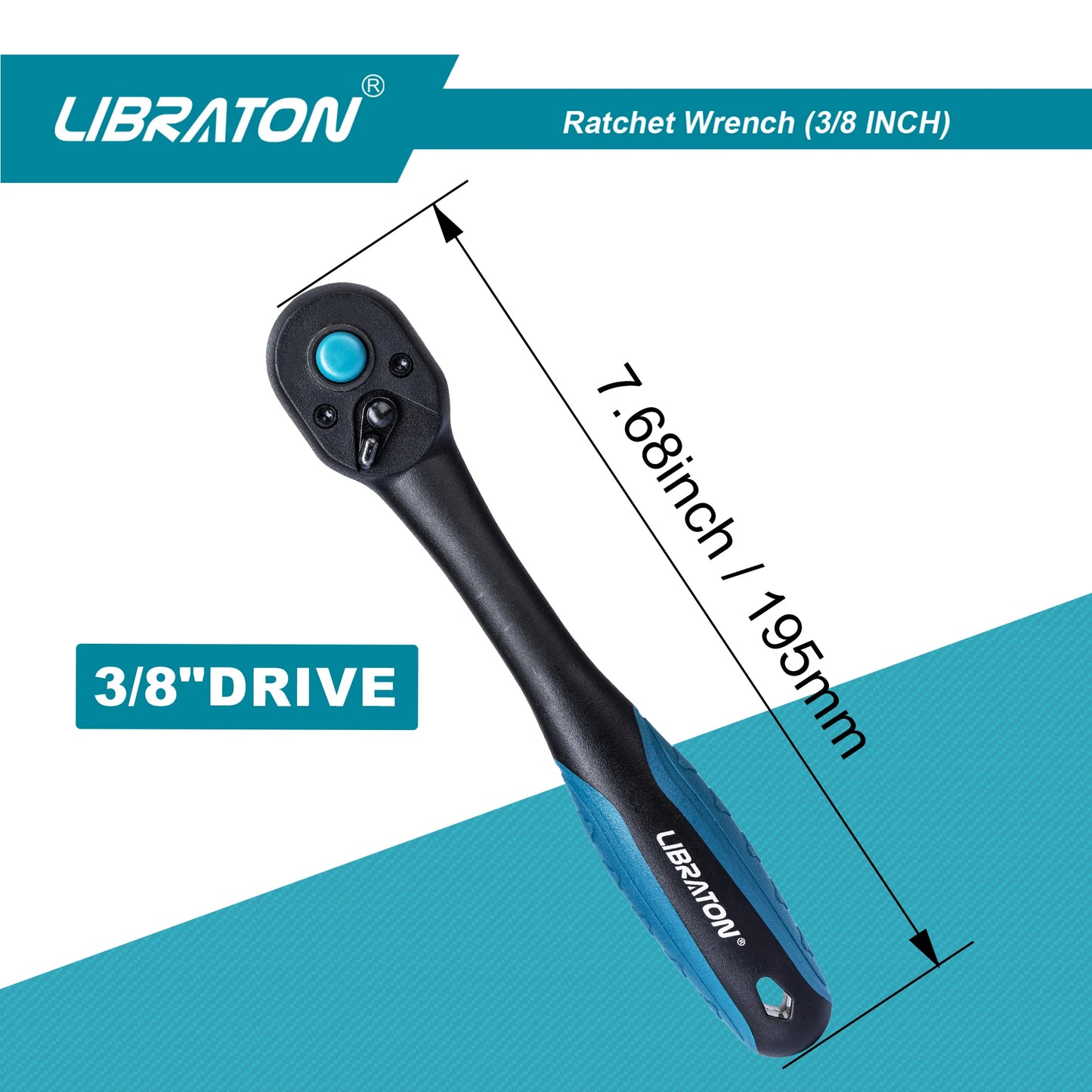 Libraton 3/8 Inch Ratchet Set with Teardrop Head and Comfort Grip Quick Release Reversible Design - Jimmys Supplies