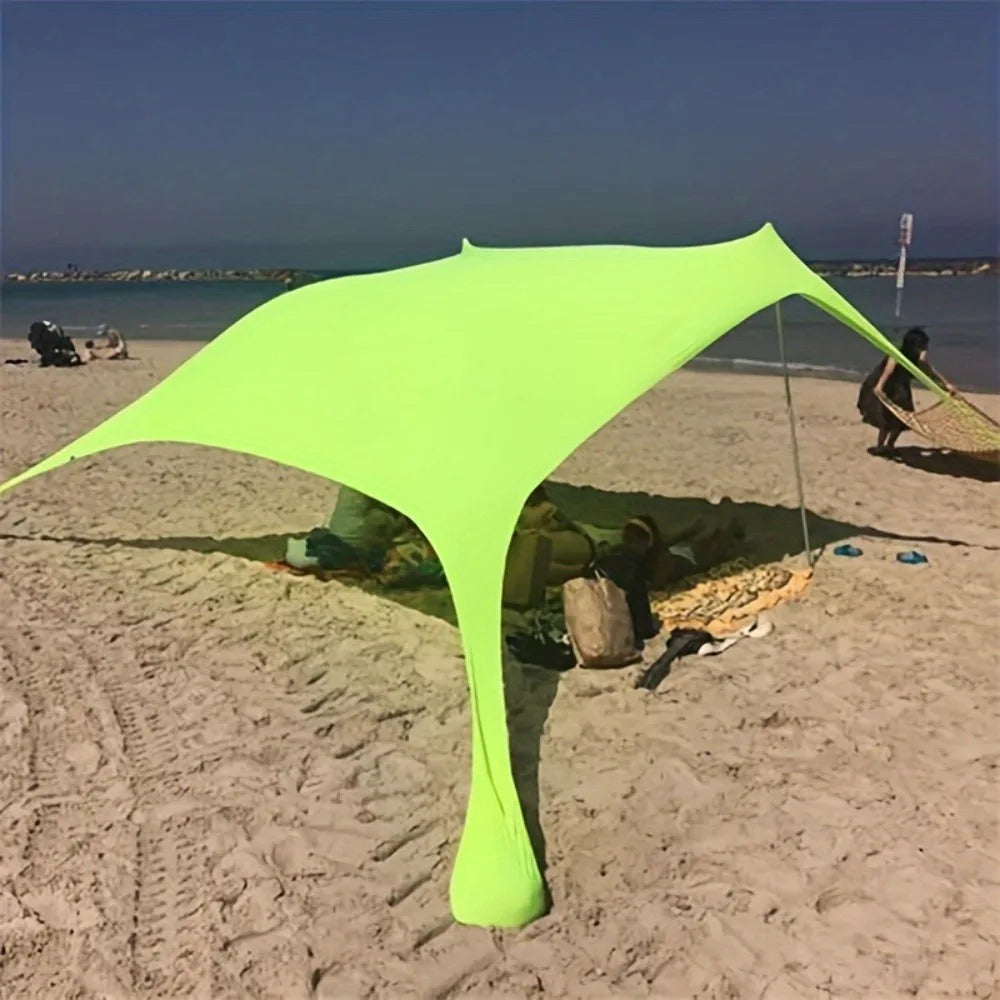 Pop-up beach tent Sunshade UPF50+ with ground nails and stabilizer poles, outdoor sunshade tent for camping trips, fishing, back - Jimmys Supplies
