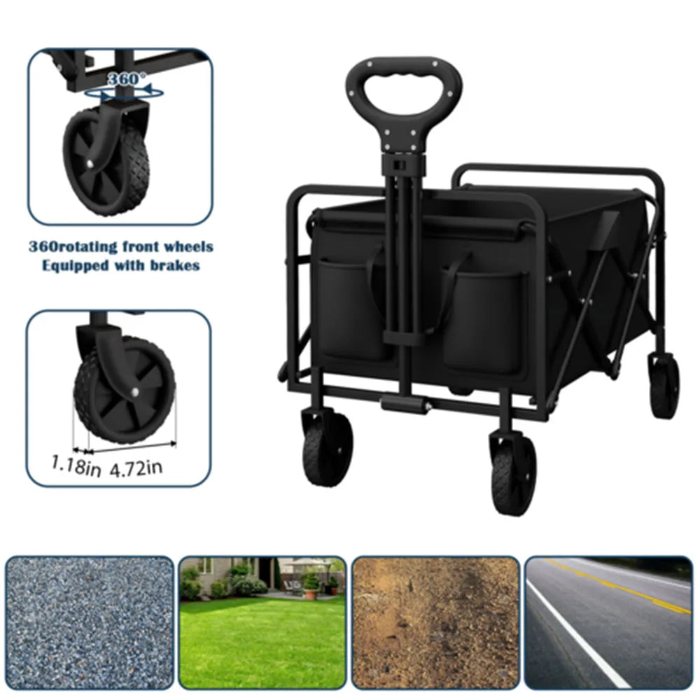 Foldable Garden Wagon Cart Portable Camping Trolley ,Outdoor Multi-function Foldable Carts Wagon for Beach or Shopping Utility - Jimmys Supplies