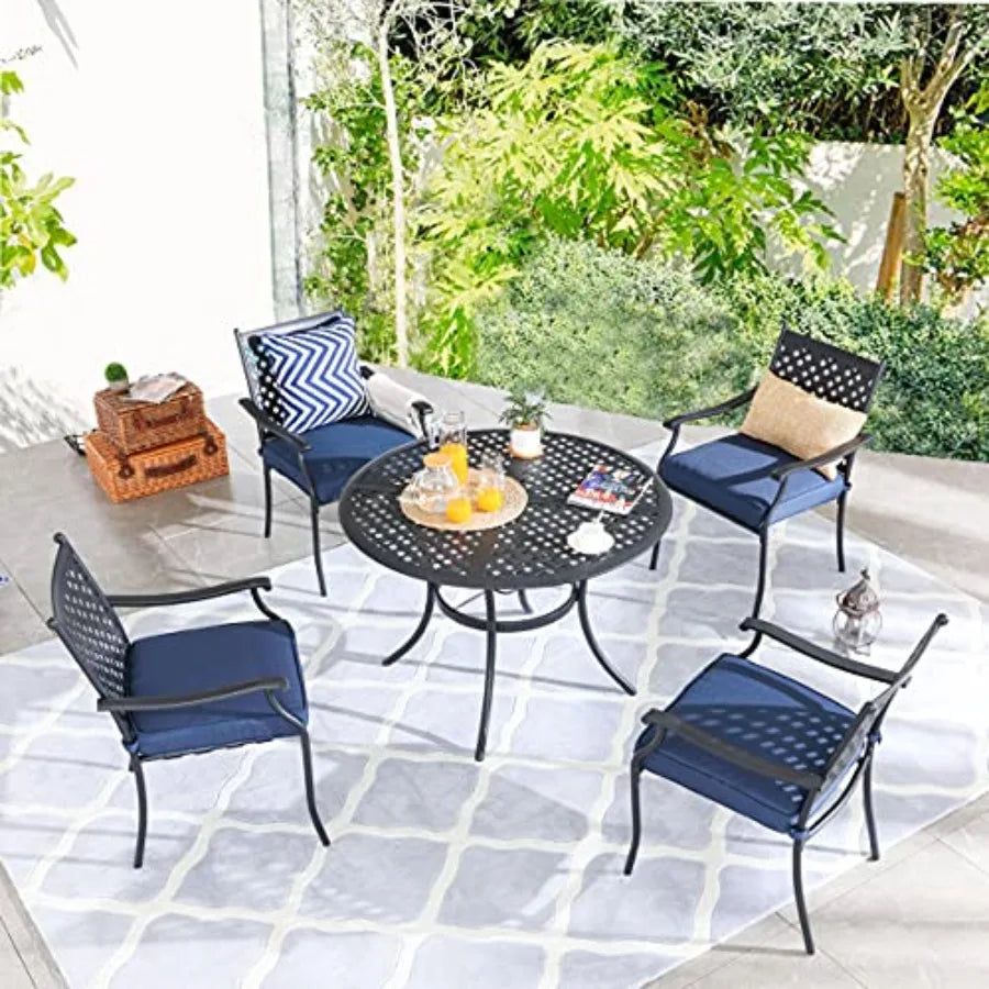 Romayard 42 Inch Outdoor Dining Table Round Patio Bistro Table PowderCoated Steel Frame Top Patio Dining Table Outdoor Furnitur