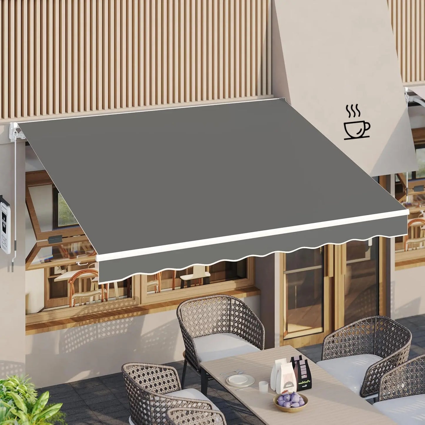 Manual Retractable Awning Sun Shade Patio Awning Cover Outdoor Patio Canopy Sunsetter Deck Awnings with Manual Crank Handle - Jimmys Supplies