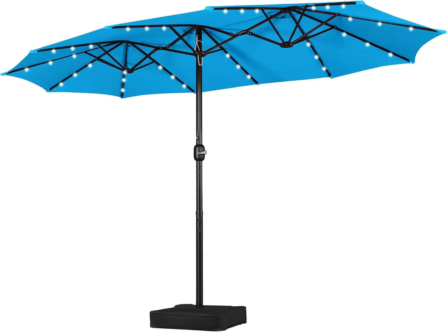 Customizable 15 ft Large Patio with Solar LED, Double-Sided Rectangle Outdoor Market Umbrellas