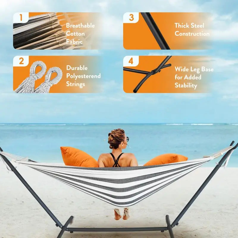 Gyroor Hammock with Adjustable Stand- Stylish Hammock Bed w/Storage Bag, 600lb Capacity - Jimmys Supplies
