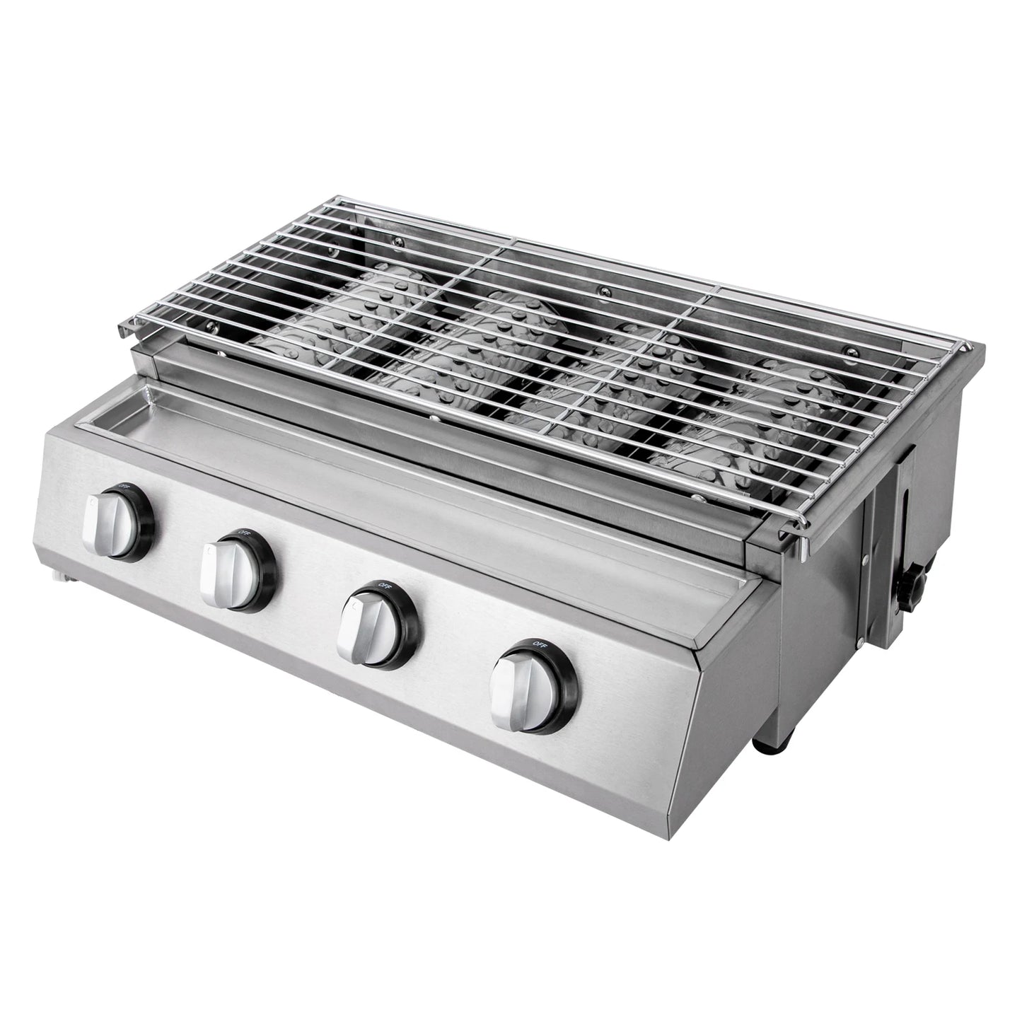 Stainless Steel Smokeless Barbecue Grill 4 Burners LPG Gas Grill Roaster Portable BBQ Grill Removable for Outdoor Patio Garden - Jimmys Supplies