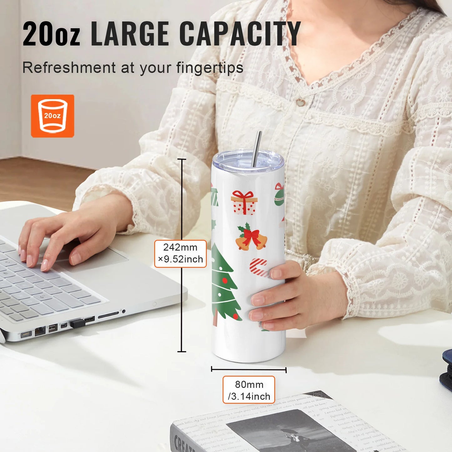 VEVOR 8/12/14/16/24/50PC Straight Sublimation Tumblers Blank Tumbler Bulk Stainless Steel Double Wall Tumbler Cups Heat Transfer