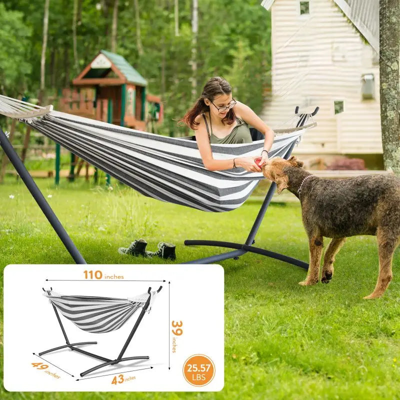Gyroor Hammock with Adjustable Stand- Stylish Hammock Bed w/Storage Bag, 600lb Capacity - Jimmys Supplies