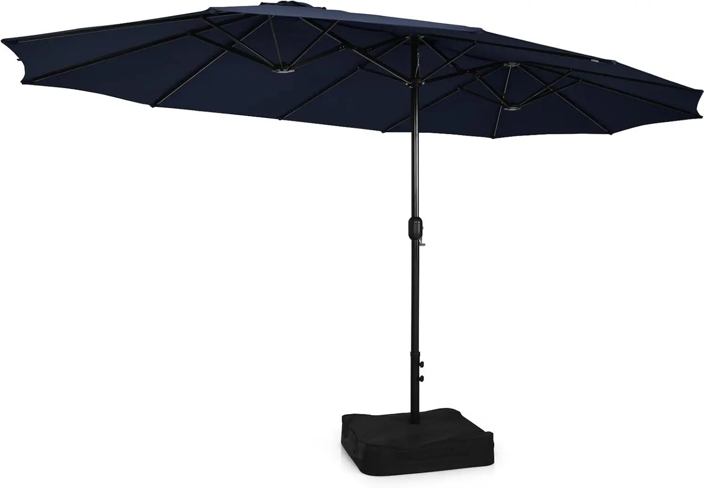 15FT Double-Sided Patio Umbrella with Base, Extra-Large Market Umbrella W/Crank System, Outdoor Twin Umbrella