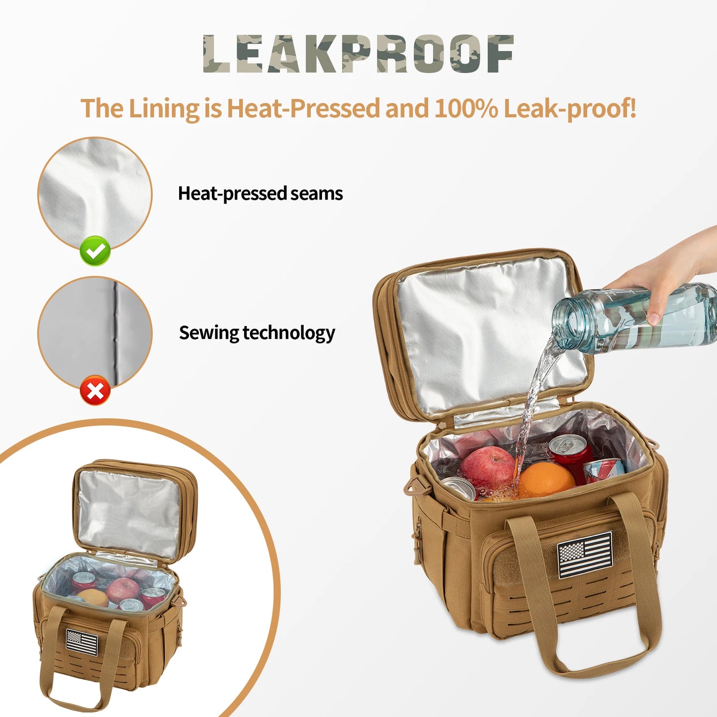 Large Capacity Men's Tactical Lunch Box Lunch Bag Insulated Cooler Bag, Leak-proof Insulated Durable Warm Lunch Box for Office, - Jimmys Supplies