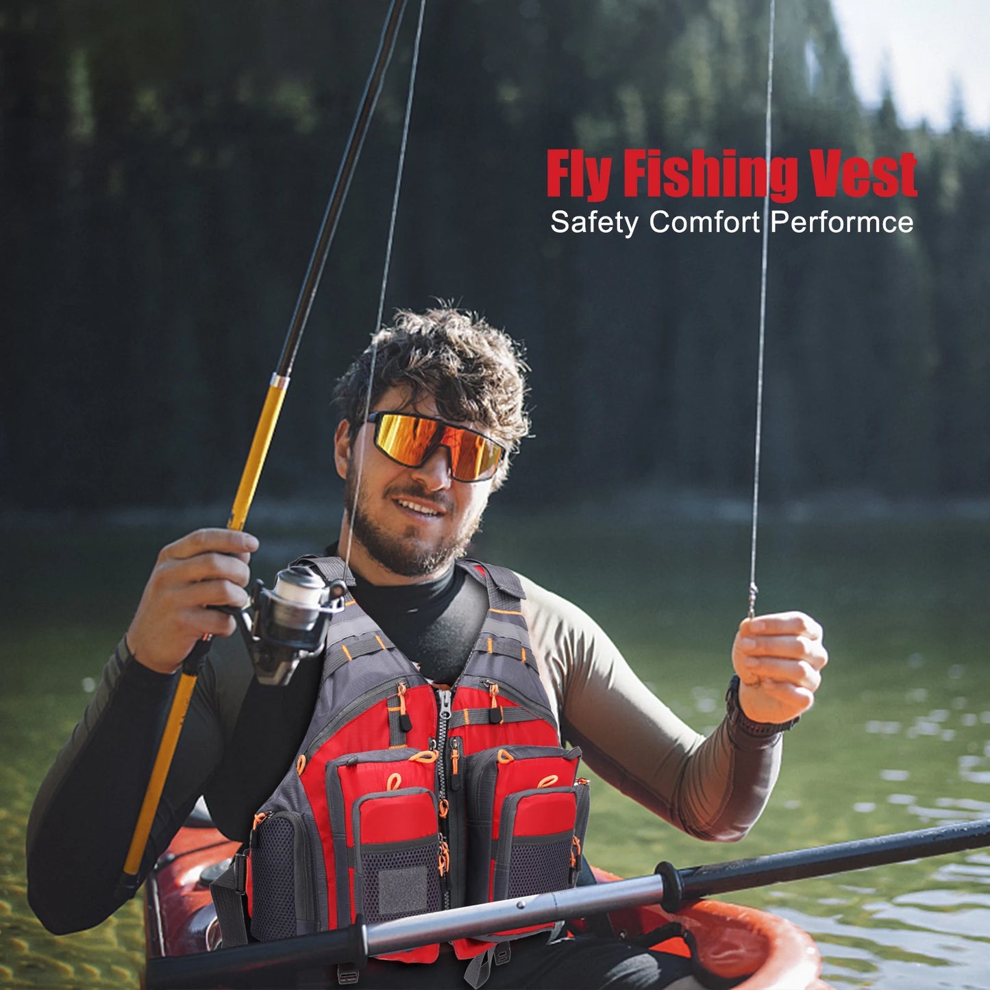 Outdoor Breathable Padded Fishing Life Vest Superior 209lb Bearing Life Safety Jacket Swimming Sailing Waistcoat Utility Vest - Jimmys Supplies