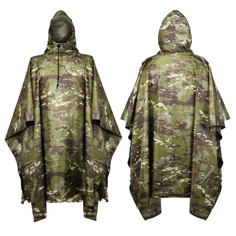 Man Military Impermeable Zipper Camo Raincoat Waterproof Rain Coat Men Raincoat Women Awning Tent Rain Motorcycle Rain Poncho
