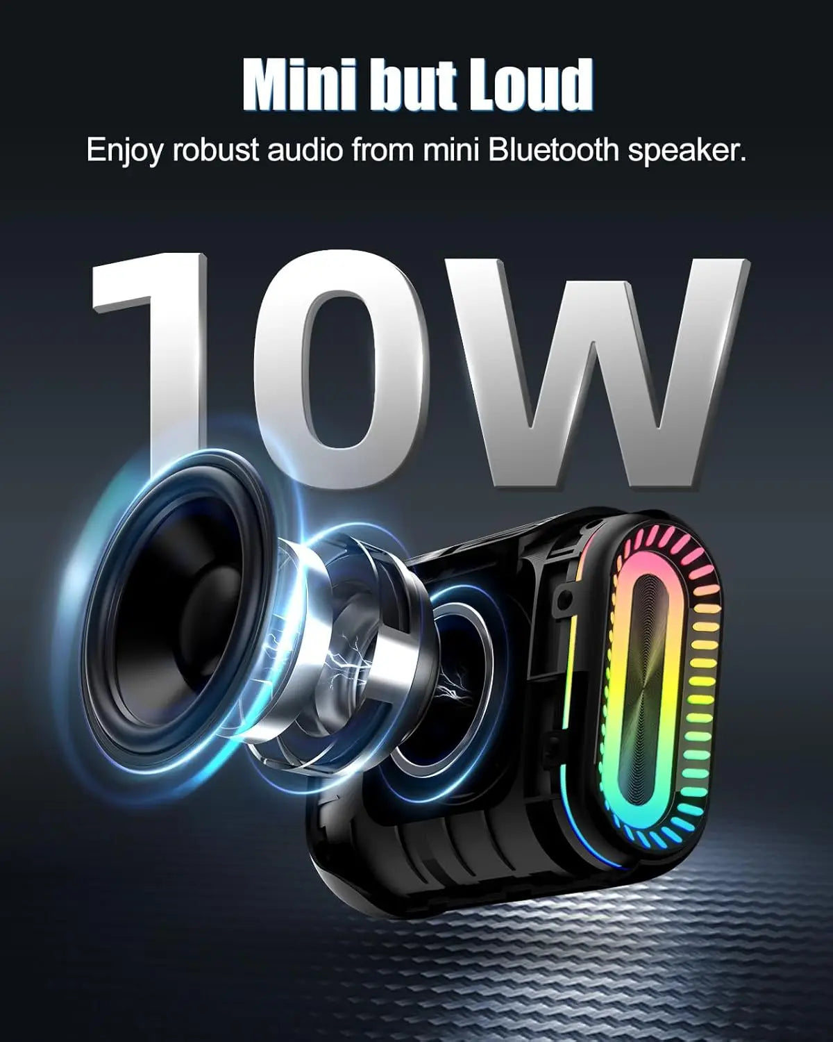 OHAYO Bluetooth Speaker Small Music Box Bluetooth 5.3 with RGB Light, Outdoor Portable Speaker with 24H Battery, IPX7 Waterproof