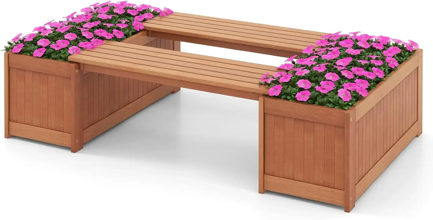 Outdoor Bench Wood Raised Garden Bed with Open Base - Jimmys Supplies
