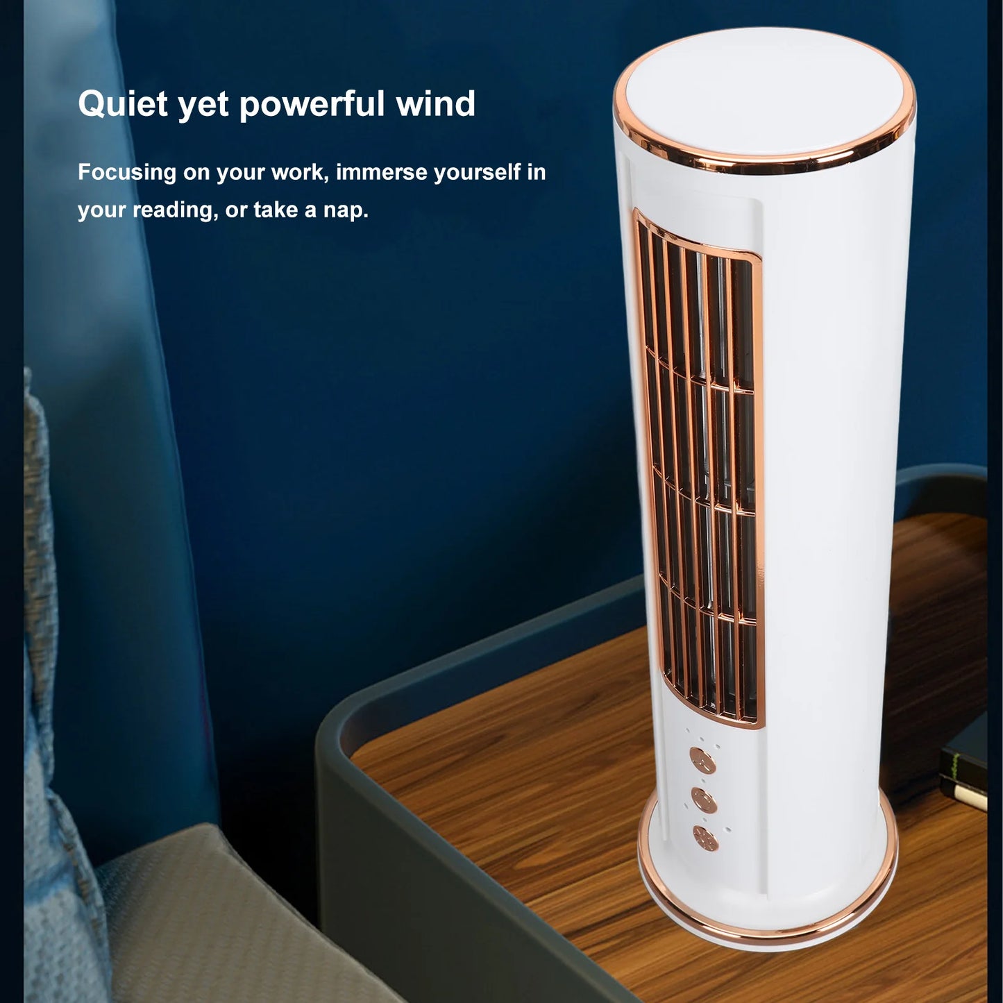 Summer Bladeless Desktop Fan Portable USB Rechargeable 3 Speed Wind Tower Fan with Remote Control for Home and Office - Jimmys Supplies