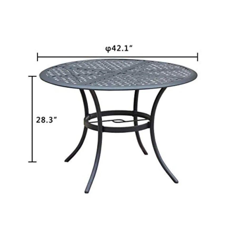 Romayard 42 Inch Outdoor Dining Table Round Patio Bistro Table PowderCoated Steel Frame Top Patio Dining Table Outdoor Furnitur