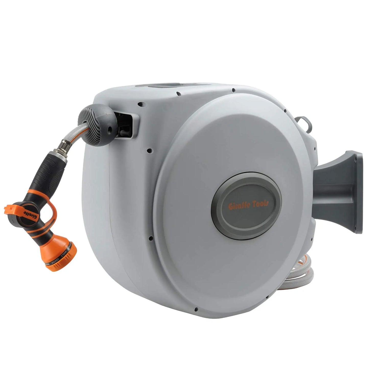 Giraffe Tools CW20 Retractable Garden Hose Reel 5/8" x 65 ft Heavy Duty Water Hose Reel, Swivel Bracket, Any Length Lock