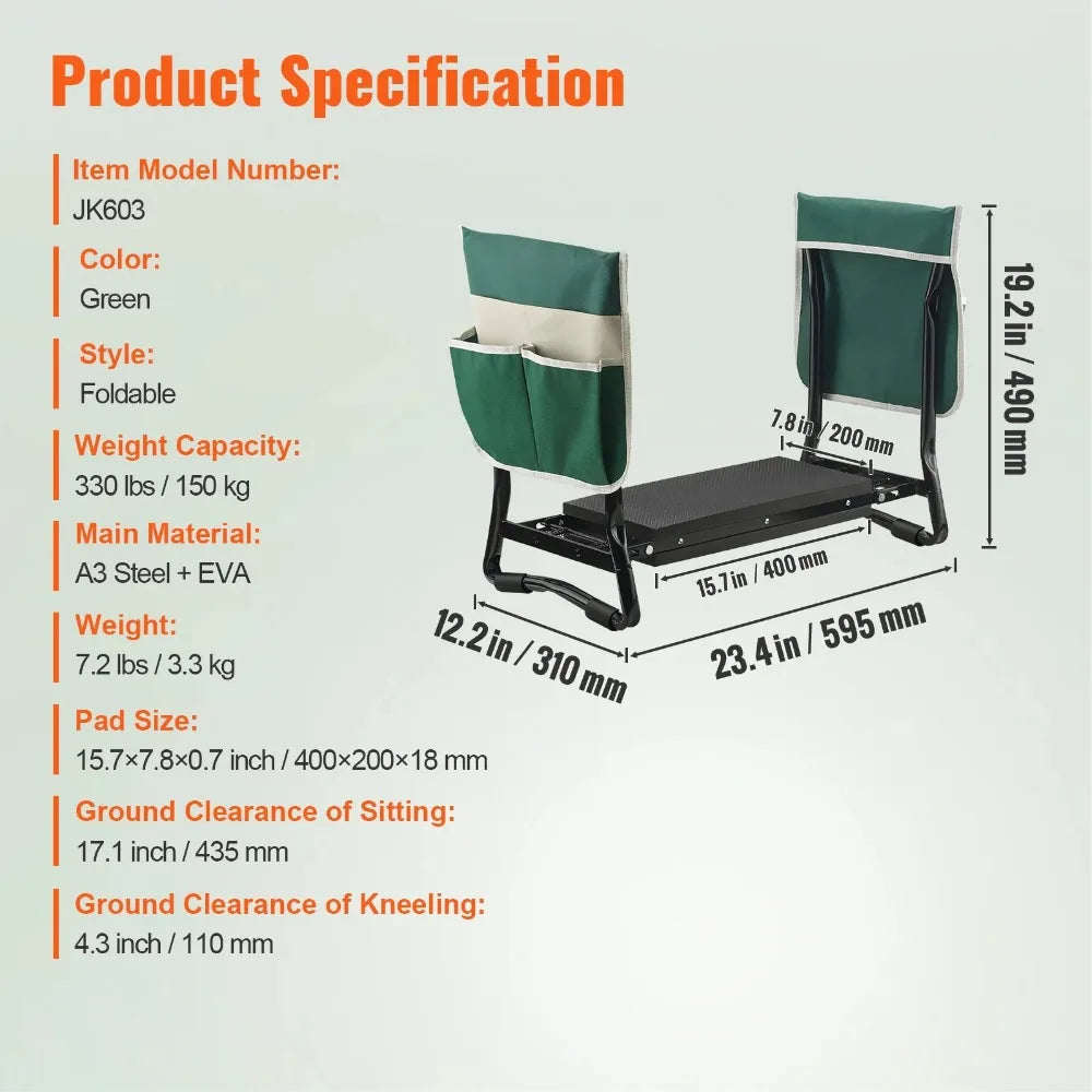 Outdoor yard gardening kneeling mat and foldable garden stool, gardening stool with equipment bag