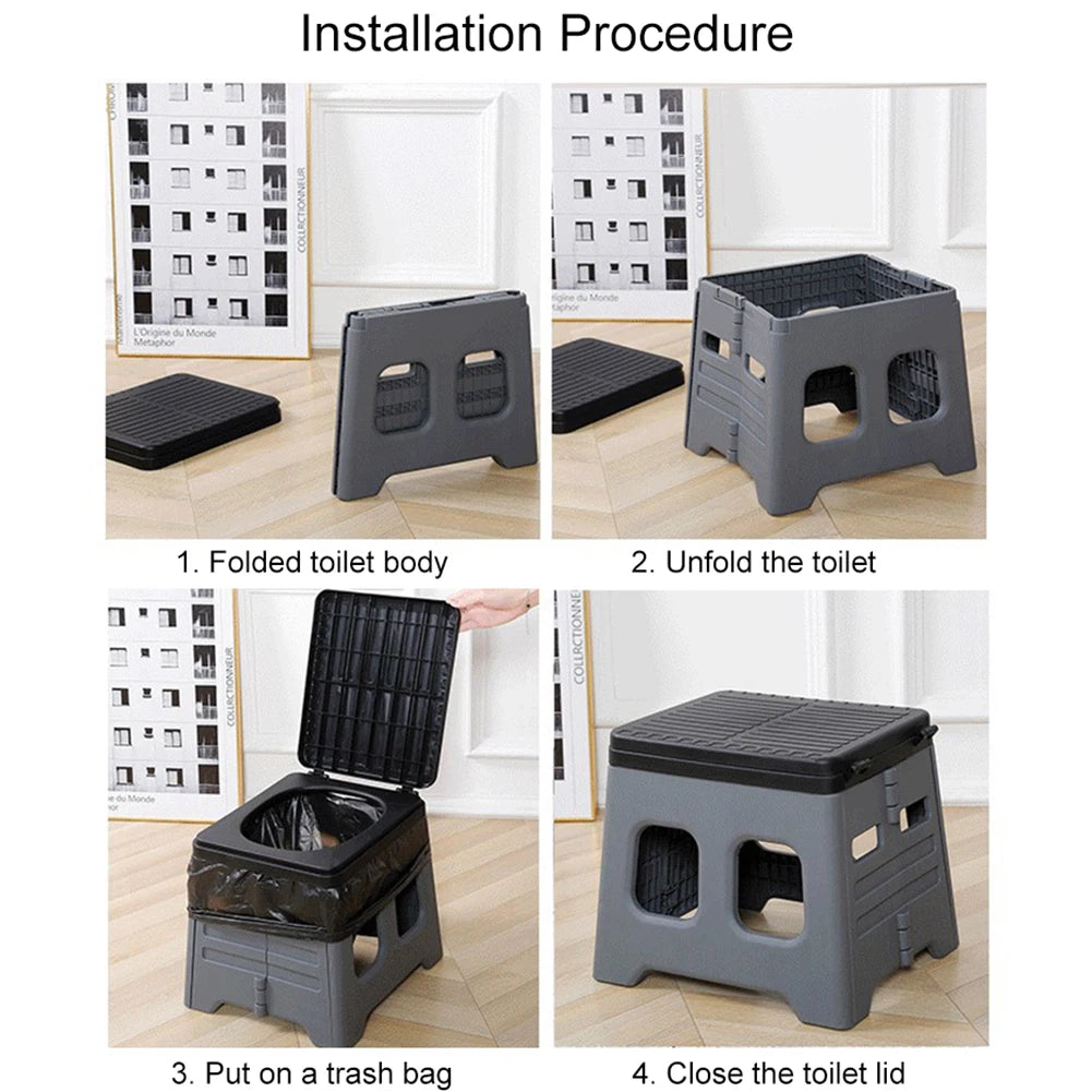 Portable Camping Toilet with Lid Foldable Outdoor Camp Toilet Multifunctional Folding Truck Toilet for Emergencies - Jimmys Supplies