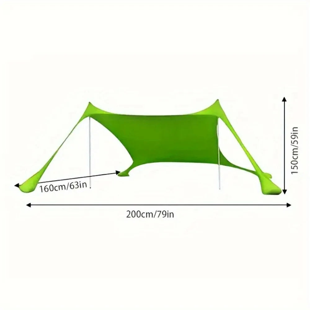 Pop-up beach tent Sunshade UPF50+ with ground nails and stabilizer poles, outdoor sunshade tent for camping trips, fishing, back - Jimmys Supplies