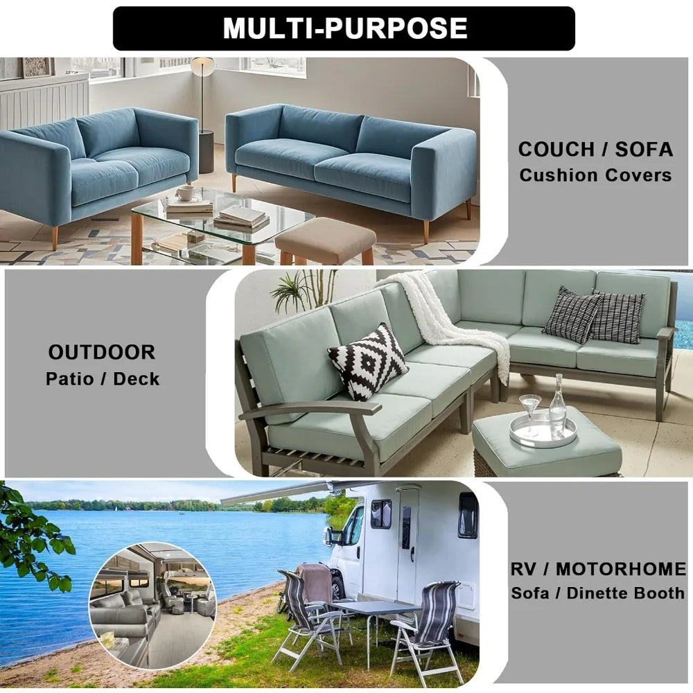 100% Waterproof Cushions Covers for Patio Outdoor Furniture, Sofa Cushion Covers with Zipper for 6-Seat Rattan Wicker Sectional - Jimmys Supplies