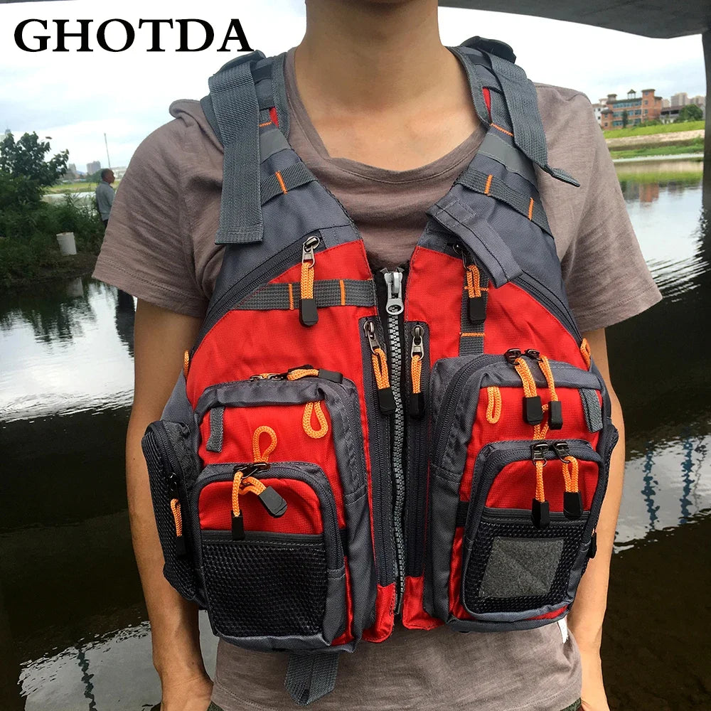 GHOTDA Fly Fishing Vest Polyester Outdoor Swimming Life Backpack for Carp Pesca - Jimmys Supplies