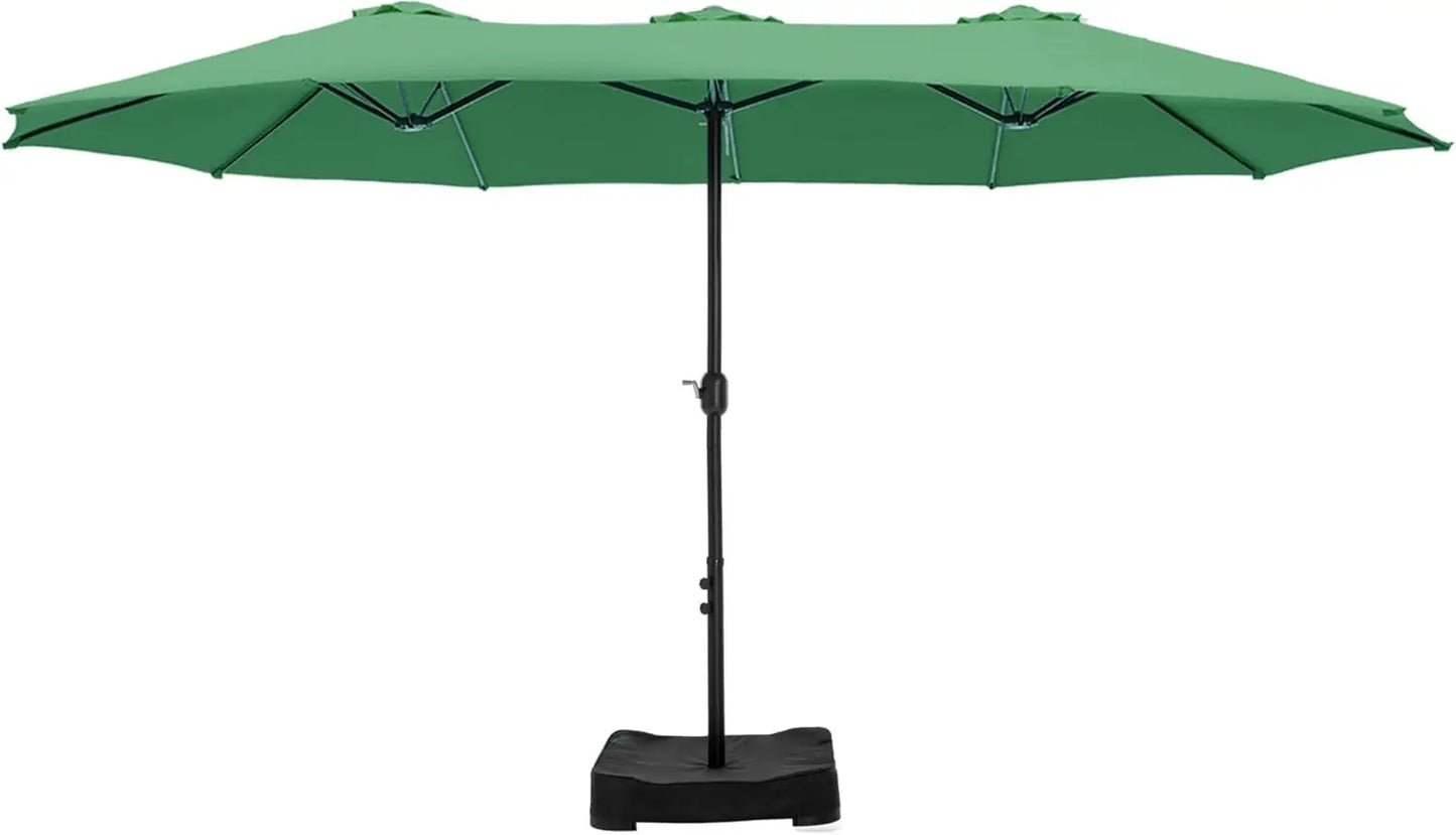 15ft Double Sided Patio Umbrella with Base Included, Outdoor Large Rectangular Market Umbrellas with Crank Handle - Jimmys Supplies