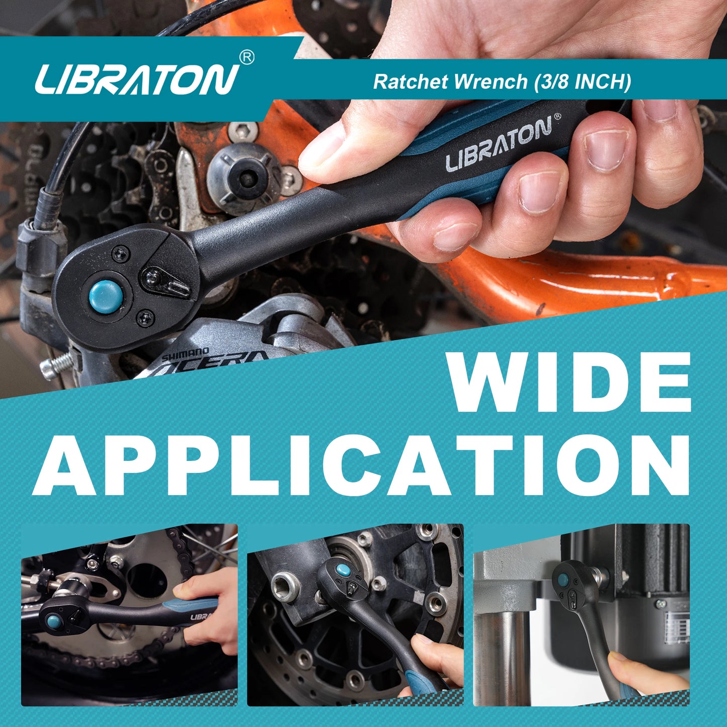 Libraton 3/8 Inch Ratchet Set with Teardrop Head and Comfort Grip Quick Release Reversible Design - Jimmys Supplies