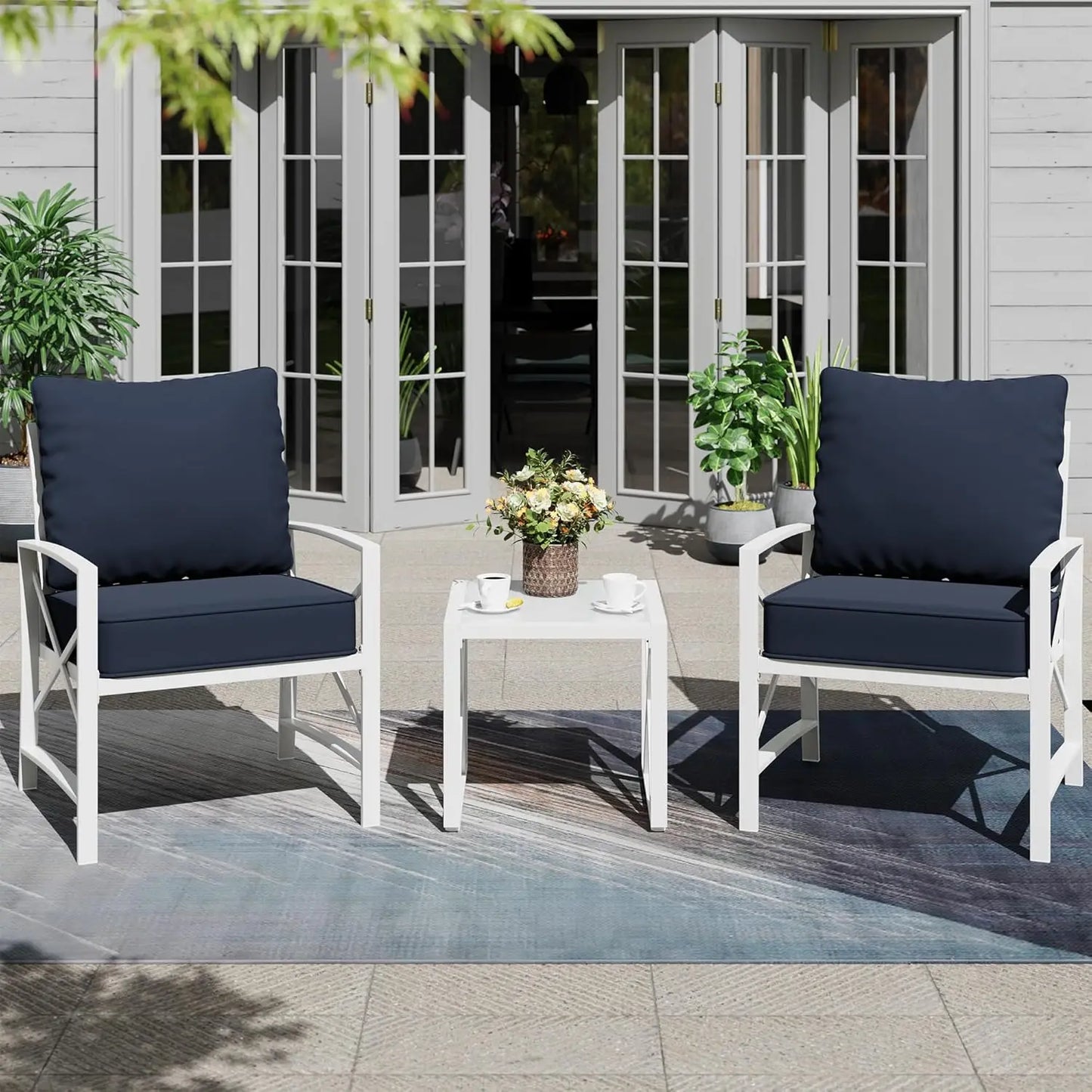 Patio Furniture Sectional Set Outdoor Metal Conversation Set with Coffee Table for Patio Backyard Balcony - Jimmys Supplies