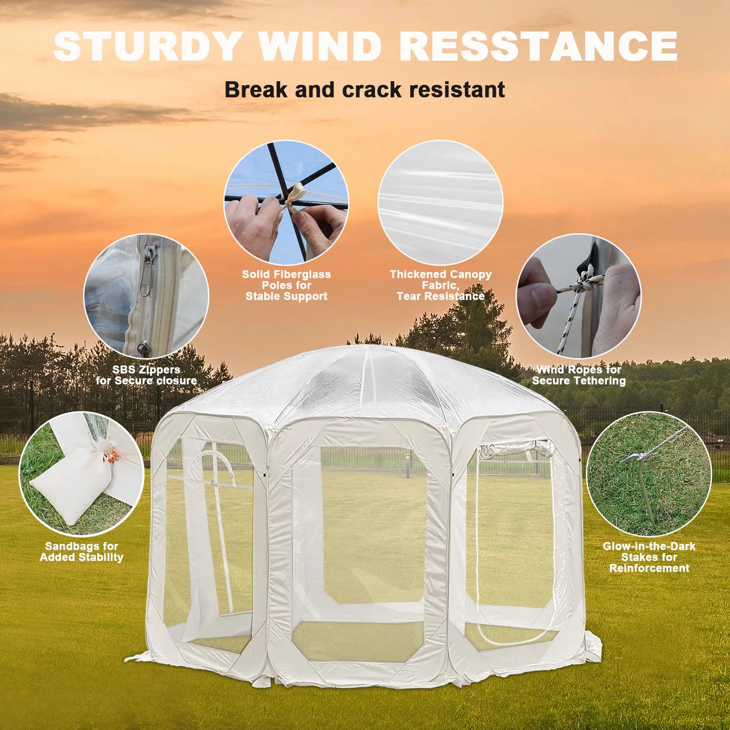 Outdoor Transparent Tent Portable Folding Camping Thickening Tent Starry Sky Bubble House Shade Winter Sunshine Wind/Waterproof - Jimmys Supplies