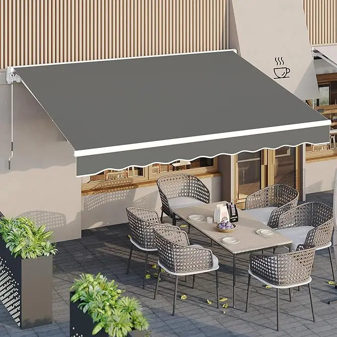 Manual Retractable Awning Sun Shade Patio Awning Cover Outdoor Patio Canopy Sunsetter Deck Awnings with Manual Crank Handle - Jimmys Supplies