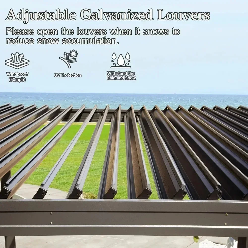Outdoor Louvered Pergola with Adjustable Steel Roof - Jimmys Supplies