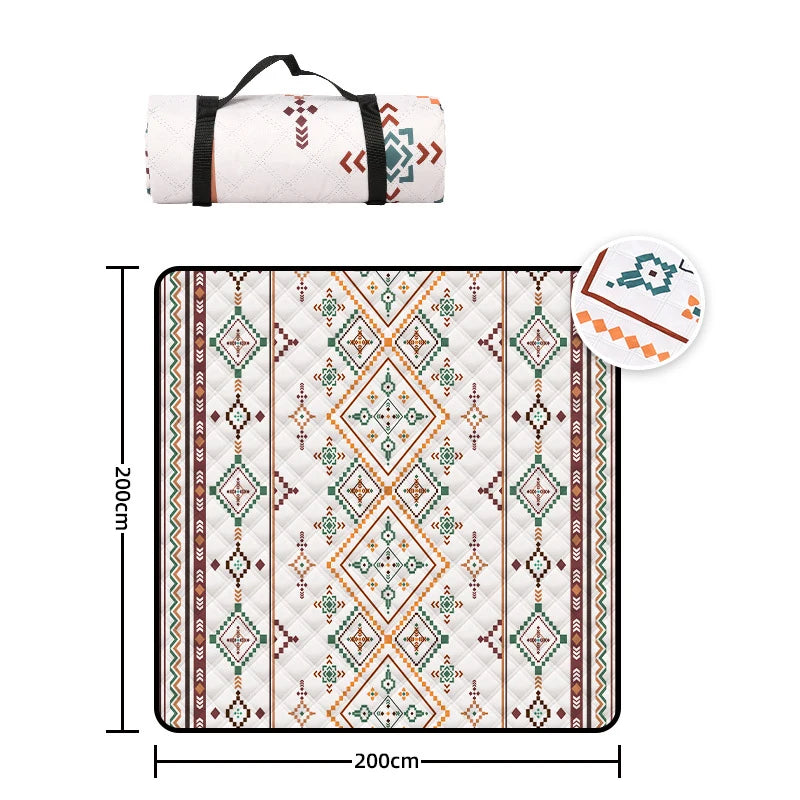 200x200CM Waterproof Picnic Blanket Large Beach Blanket Outdoor Picnic Mat Beach Mat with Carrying Handle for Travel Camping