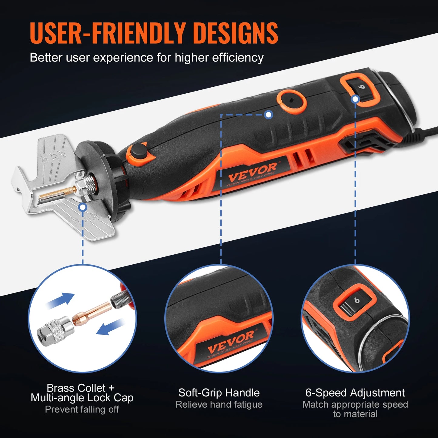VEVOR Electric Chainsaw Sharpener Kit 35000RPM 6 Speeds - Jimmys Supplies